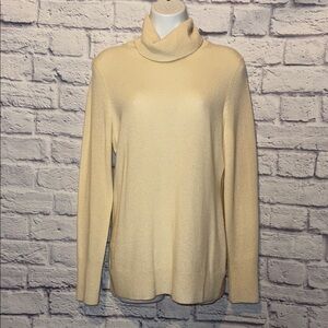 Alex Marie Soft Cream Cowl Neck Cashmere Sweater Size Medium